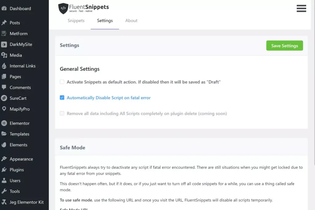 Fluent Snippets WordPress Screenshot 1